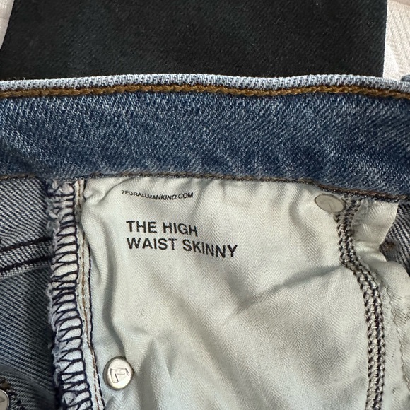 7 For All Mankind Luxe Vintage High Rise Skinny Jeans Two tone Size 24 NWOT - Picture 10 of 16